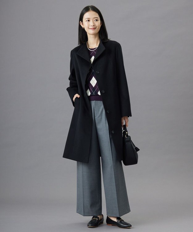 J.PRESS LADIES 【洗える】ANASTASIA milled ツータック ワイド パンツ ライトグレー系