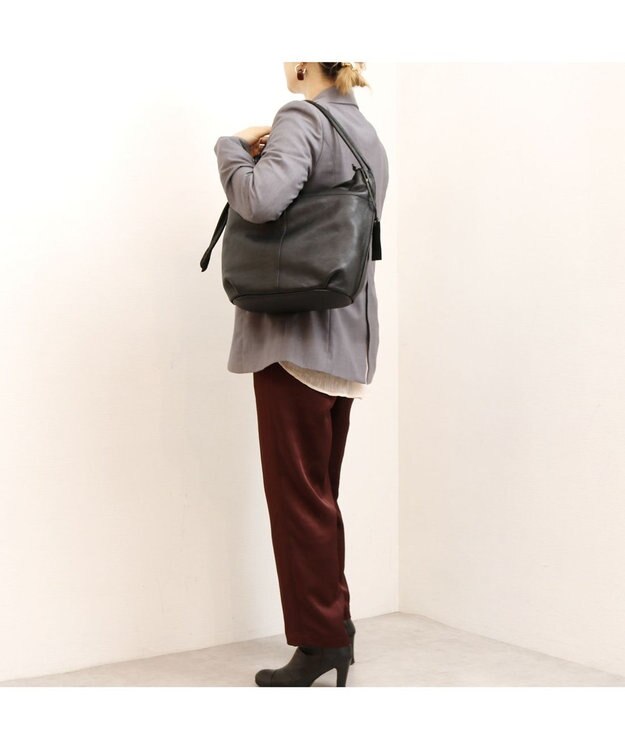 UNBILLION アトランタ ATLANTA / 牛革ロープハンドル2wayショルダーL ブラック