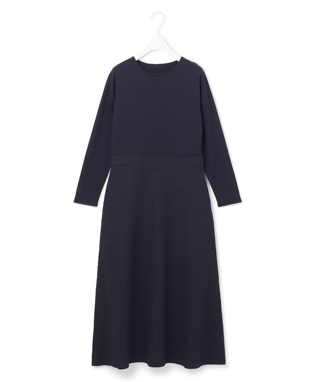ICB 【洗える】 ニットコンビジャガード ワンピース ネイビー系