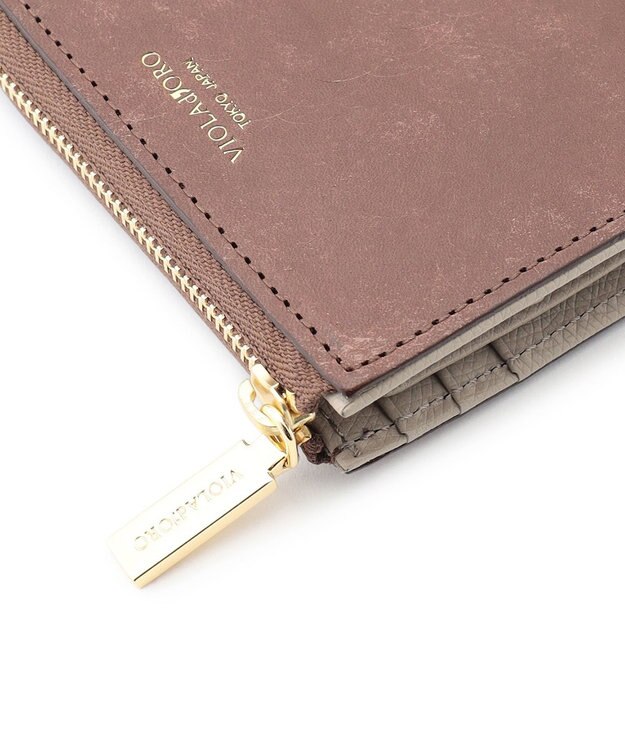 23区 VIOLAd'ORO L字ファスナー コンパクト ウォレット ブラウン系