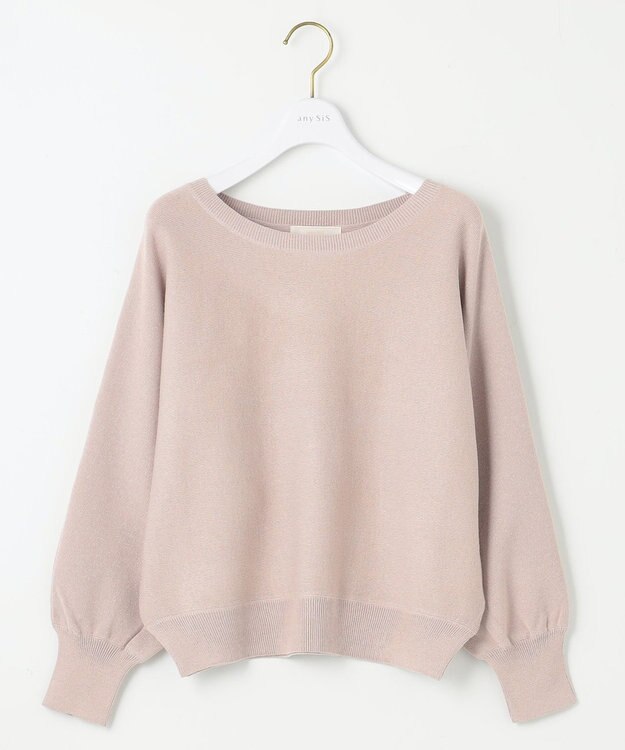 ANY SIS L 【洗える】パフスリーブラメ ニット ピンク