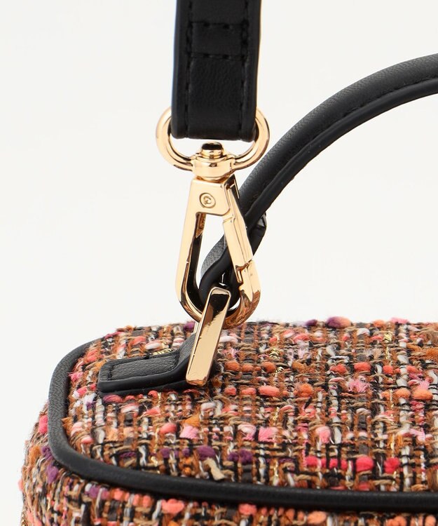 自由区 ラメノットファンシーツイードヴァニティ バッグ オレンジ系