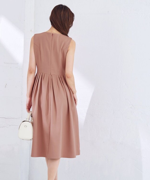 Tiaclasse 【洗える】タックフレアワンピース ピンク