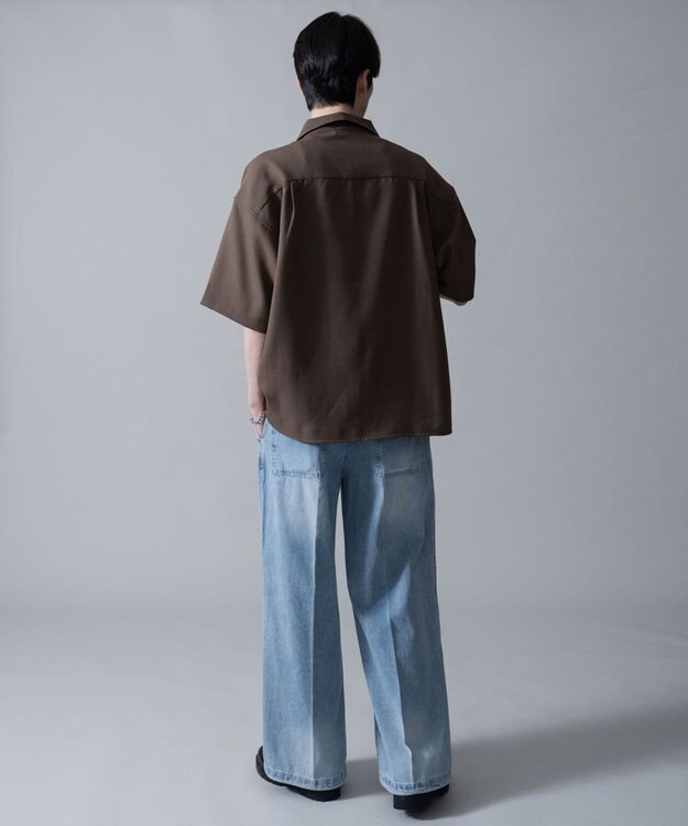 WEGO 【速乾/しわになりにくい/MLサイズ展開】ドライポリオープンカラーシャツ（SS） ブラウン