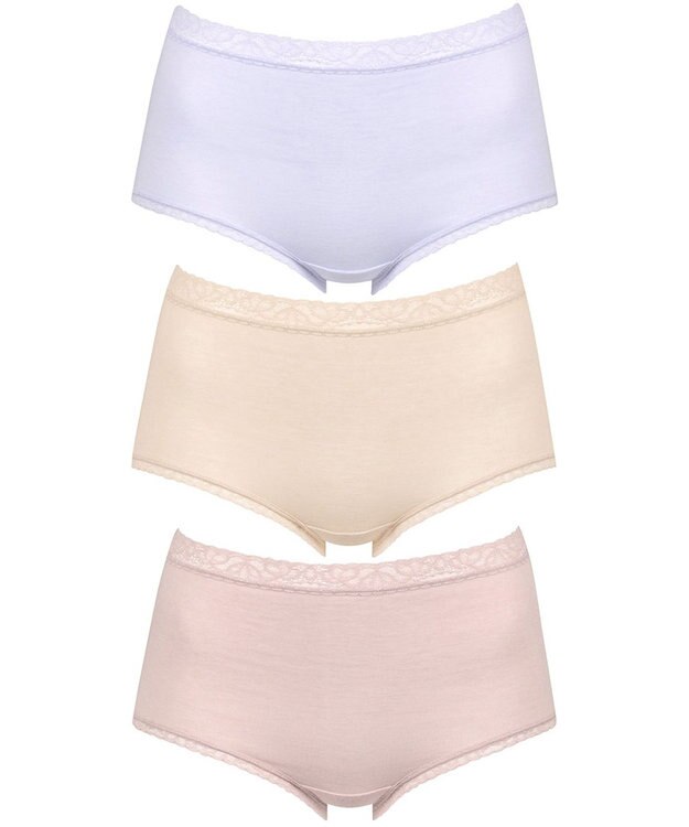 Wing ショーツ 【3枚セット】 綿混(身生地部) ここちよいフィット感 やさしい肌あたり 【デイリーフィットやわらかコットン】 はきこみ丈ふかめ EC3330 ウイング／ワコール ピーチ