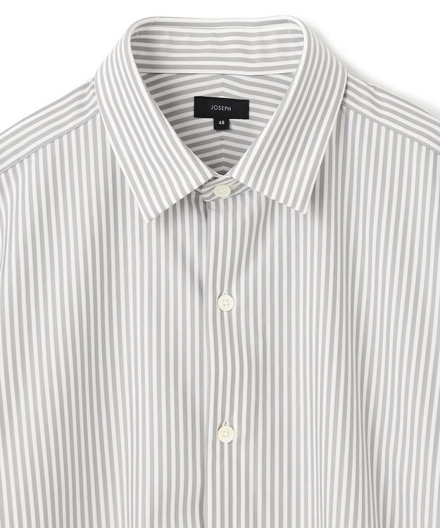 JOSEPH HOMME コンフォートクリアストライプ　レギュラーカラーシャツ ライトグレー系1