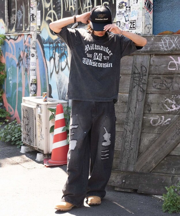 WEGO 【ユニセックス着用ITEM/MLサイズ展開】ブリーチヴィンテージグラフィックT（SS） スミクロ