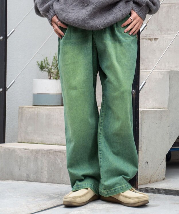 WEGO スケーターズ　タックワイドデニムパンツ グリーンその他