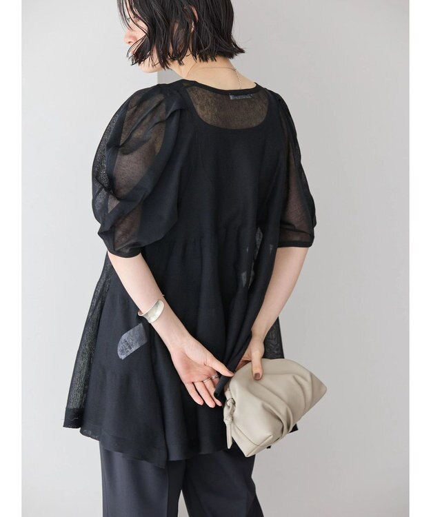 AMERICAN HOLIC ボリュームスリーブティアードニットチュニック Black