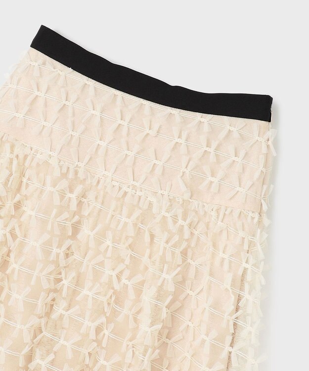 GRACE CONTINENTAL チュールリボン刺繍スカート ベージュ