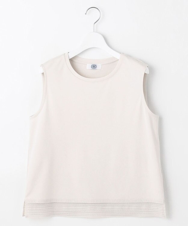 J.PRESS LADIES L 【人気のため追加・洗える】ノースリーブスムースジャージー レース カットソー グレージュ系