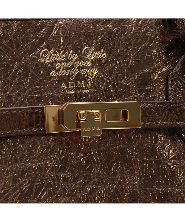 A.D.M.J. 【牛革】クラックメタル/イタリアンレザー前金具付トートL ブロンズ