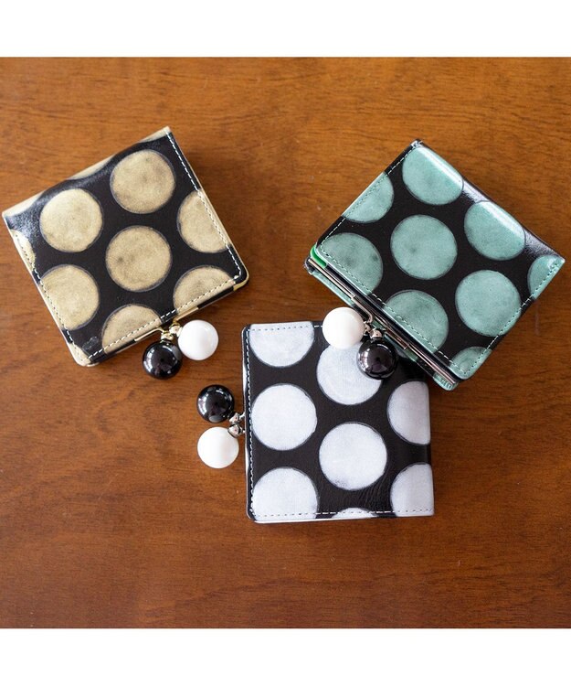 tsumori chisato CARRY フルムーンドット がま口 折り財布 ミニ財布 ベージュ