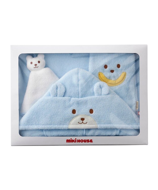 MIKI HOUSE HOT BISCUITS 【ミキハウス】 無撚糸バスポンチョギフトセット【BOX付き】 ブルー
