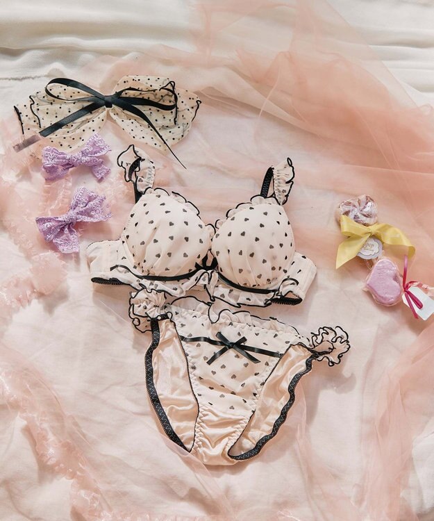 San-ai Resort（三愛水着楽園） 【WEB限定】フェミニンプティハートブラジャー＆ショーツセット 【northerly】 ホワイト