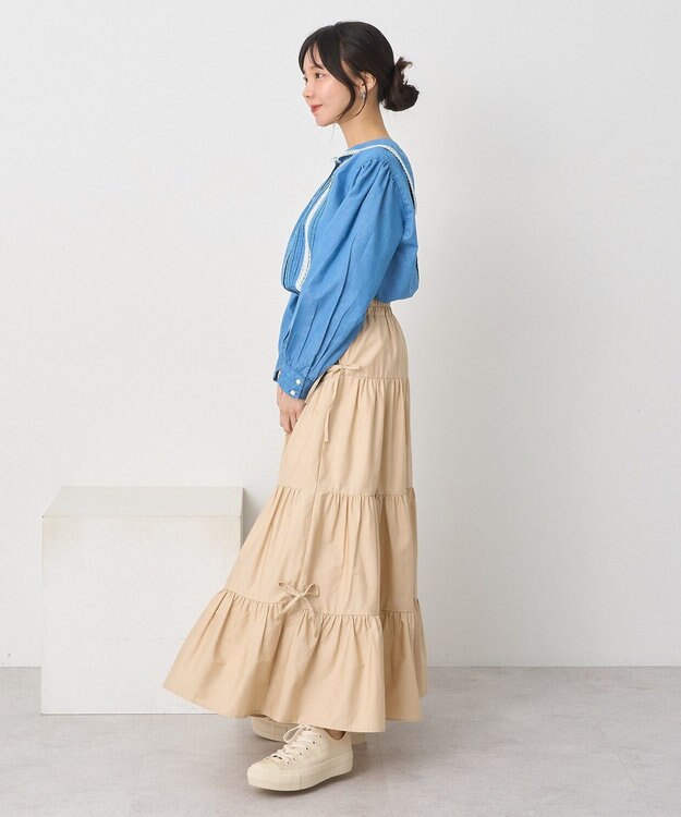 earth music&ecology セーラーカラーブラウス Medium Indigo