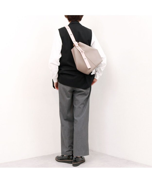 UNBILLION カシュカシュ cachecache / シボフェイクレザーソフトホーボーバッグ グレーミックス