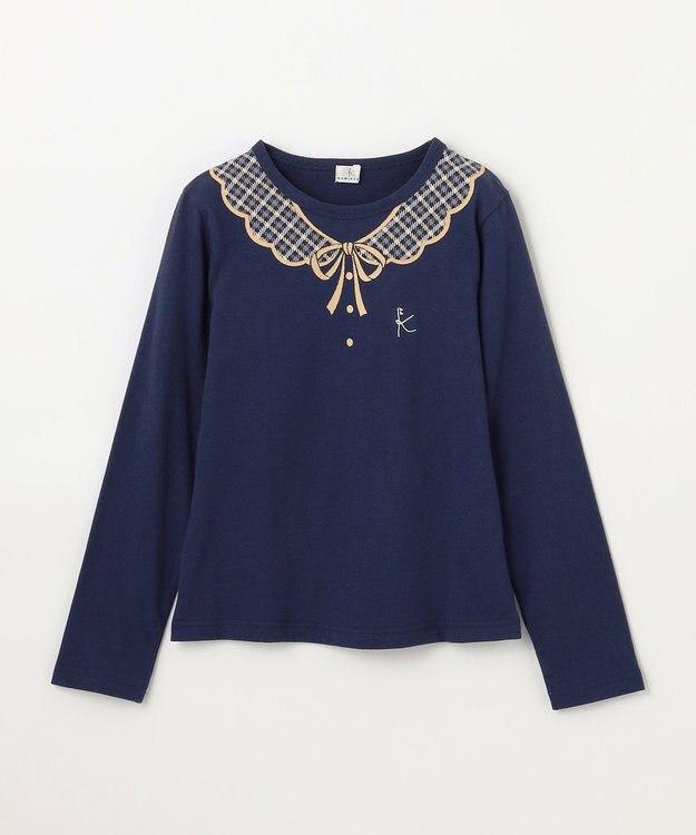 組曲 KIDS 【110-140㎝】トロンプルイユロン Tシャツ ネイビー