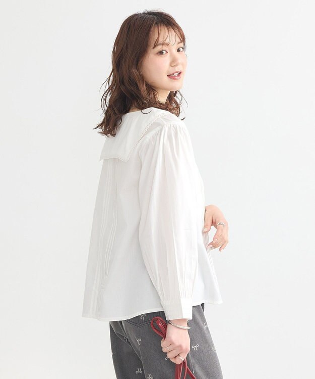 earth music&ecology セーラーカラーブラウス White