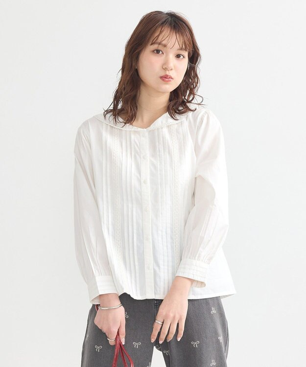 earth music&ecology セーラーカラーブラウス White