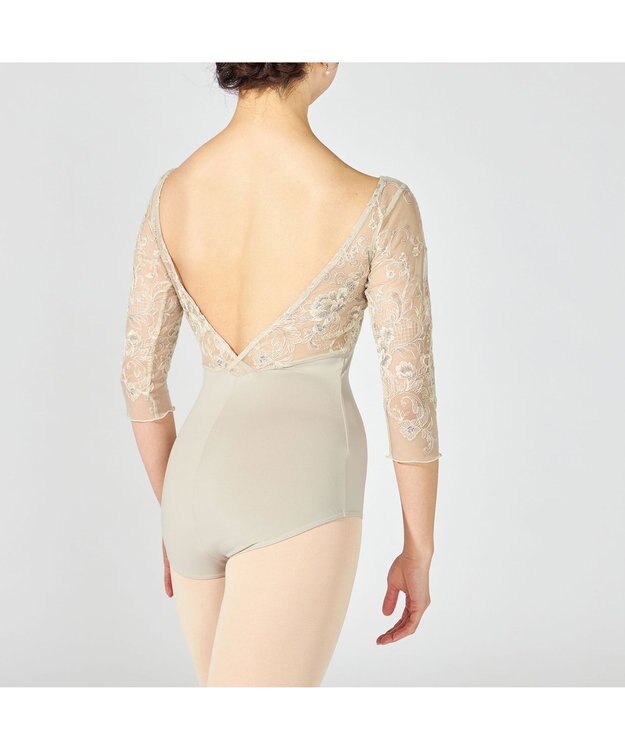 Chacott 【Nela ライン】6分袖レオタード エバーグリーン