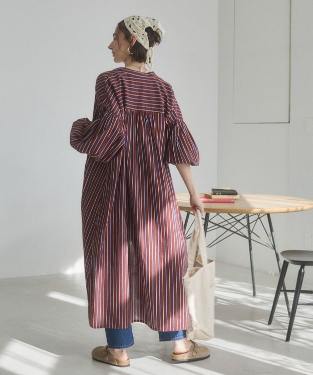 WEGO 【ANGIE VINTAGE】ボリュームスリーブ バンドカラー シャツワンピース 柄6