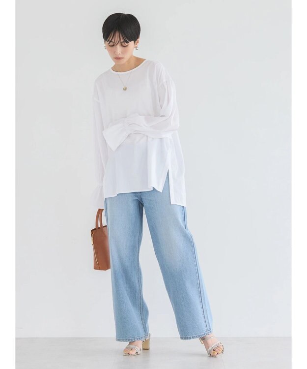 AMERICAN HOLIC 接触冷感キャンディースリーブサイドスリットブラウス Off White