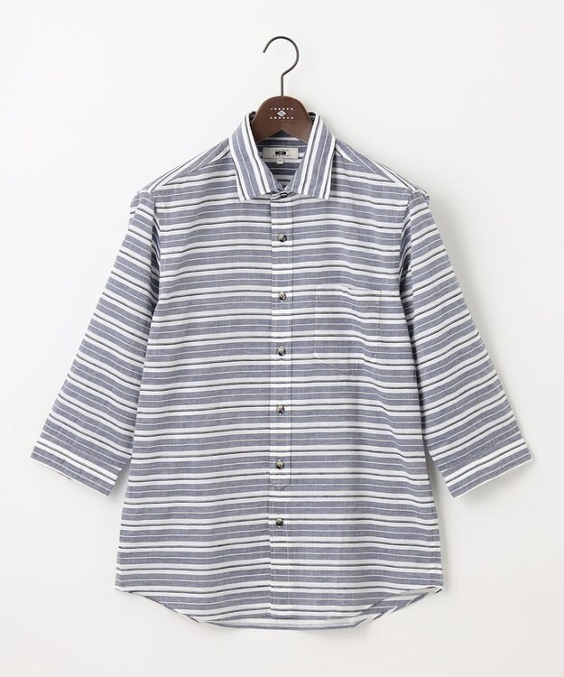 JOSEPH ABBOUD 【清涼感】エアリノマリンボーダーシャツ ネイビー系2