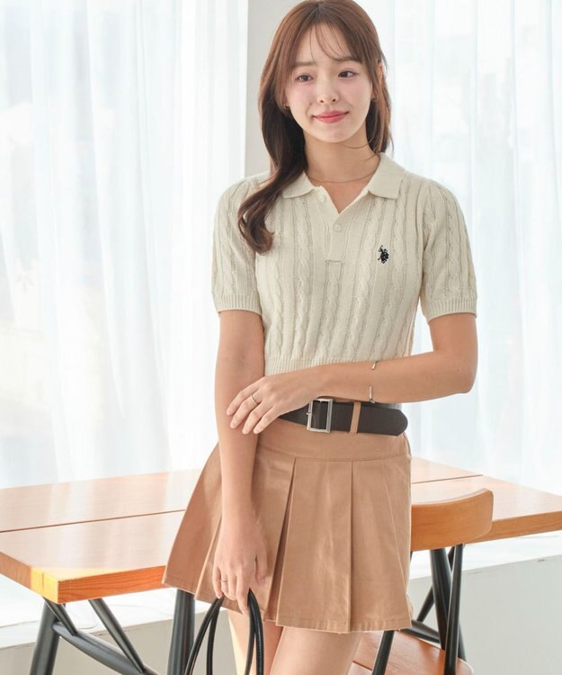 WEGO 別注USPOLO　ケーブルニットポロ ホワイトアイボリー