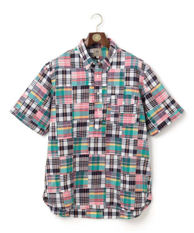 J.PRESS MEN 【KING SIZE】パッチワーク プルオーバーシャツ ピンク系9