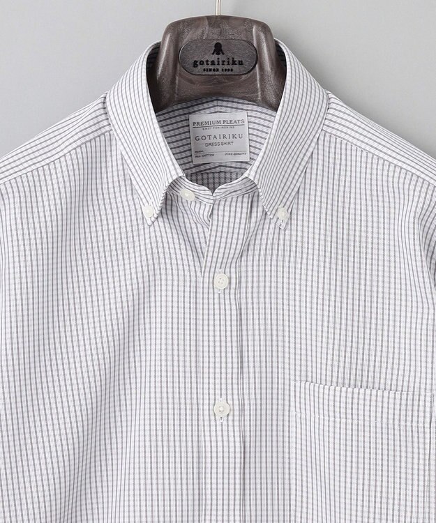 GOTAIRIKU 春夏向け【形態安定】SUMMERPREMIUMPLEATS_ボタンダウン 長袖ドレスシャツ（グレーチェック） ライトグレー系4