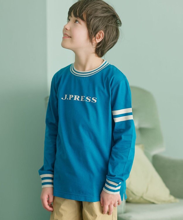 J.PRESS KIDS 【100-130cm】リブライン ロゴカットソー ダルブルー系