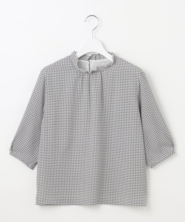 J.PRESS LADIES L 千鳥プリント フリル襟 カットソー ホワイト系5