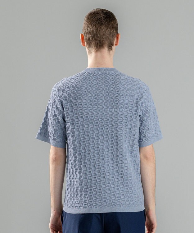 JOSEPH HOMME 【洗える】ドライコットンリンクス　半袖クルーネックニット スカイブルー系