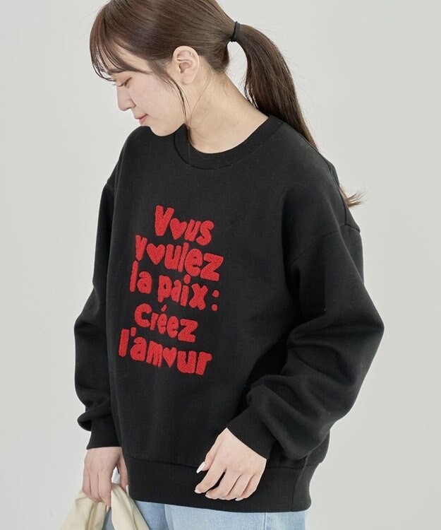 Green Parks ・ＤＯＵＢＬＥ　ＦＬＡＧＳ　サガラ刺繍スウェット Black