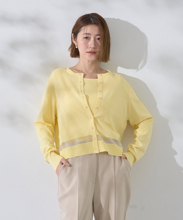 YECCA VECCA シアーMIXカーディガン Off White