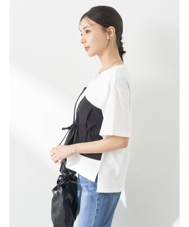 earth music&ecology ビスチェドッキングプルオーバー White×Black