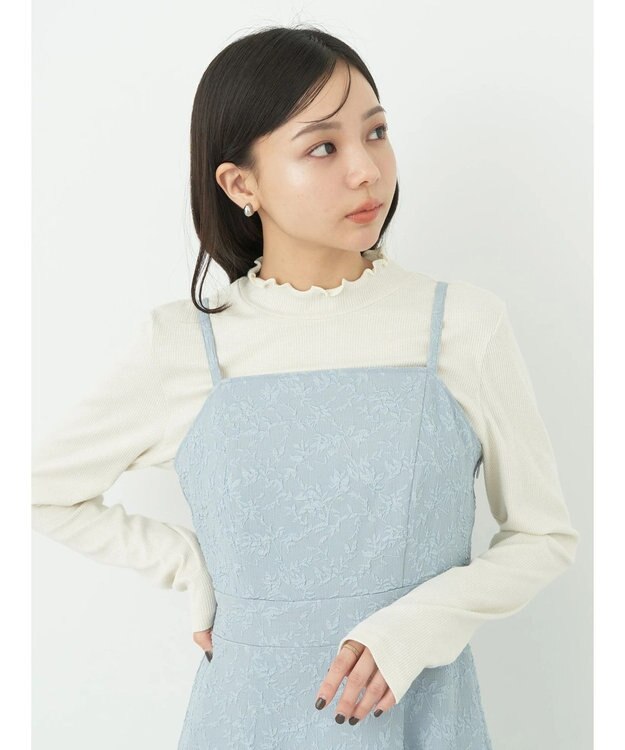earth music&ecology ＳＥＴ２点ジャガードボレロ＋ワンピース Grayish Blue