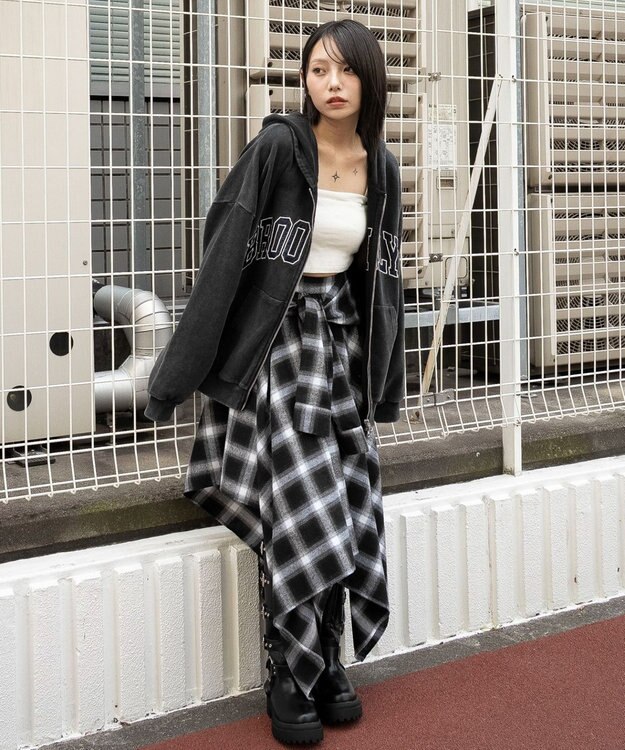 WEGO グラフィックBIGZIPパーカー スミクロ