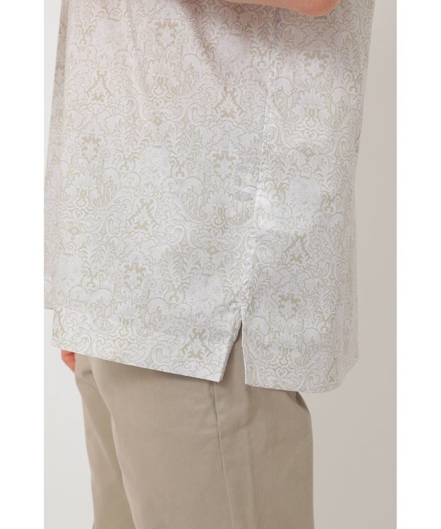 DAKS リバティプリント オープンカラーシャツ フェザーグレー