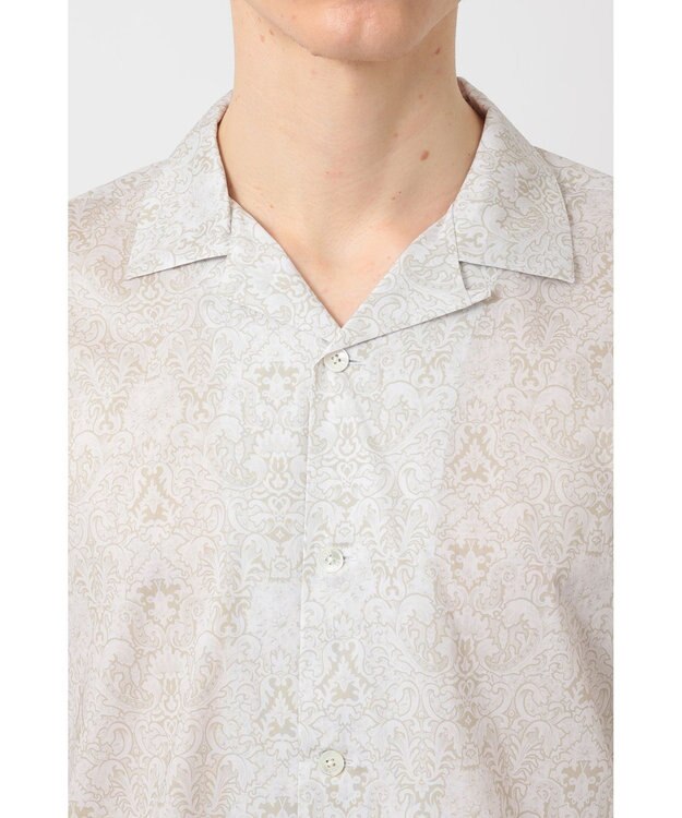 DAKS リバティプリント オープンカラーシャツ フェザーグレー