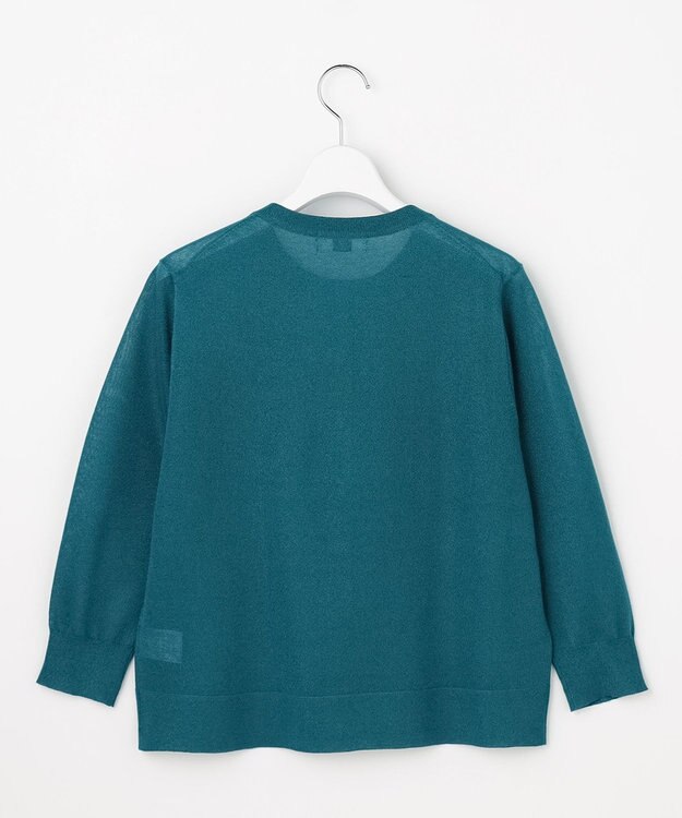 J.PRESS LADIES S 【シーンレスに活躍】SHEER GLOSS KNIT クルーネック カーディガン ブルーグリーン系