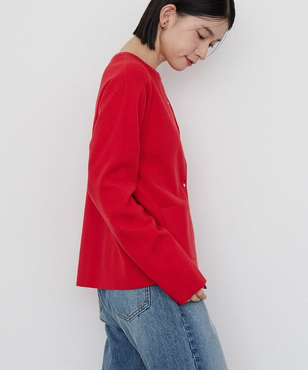 AMERICAN HOLIC バイパチクルーネックニットカーディガン Red
