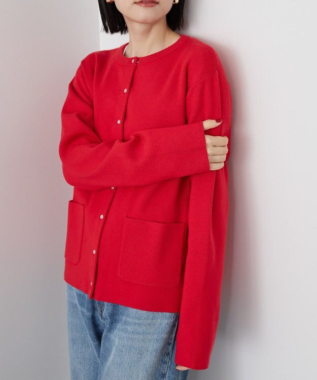AMERICAN HOLIC バイパチクルーネックニットカーディガン Red