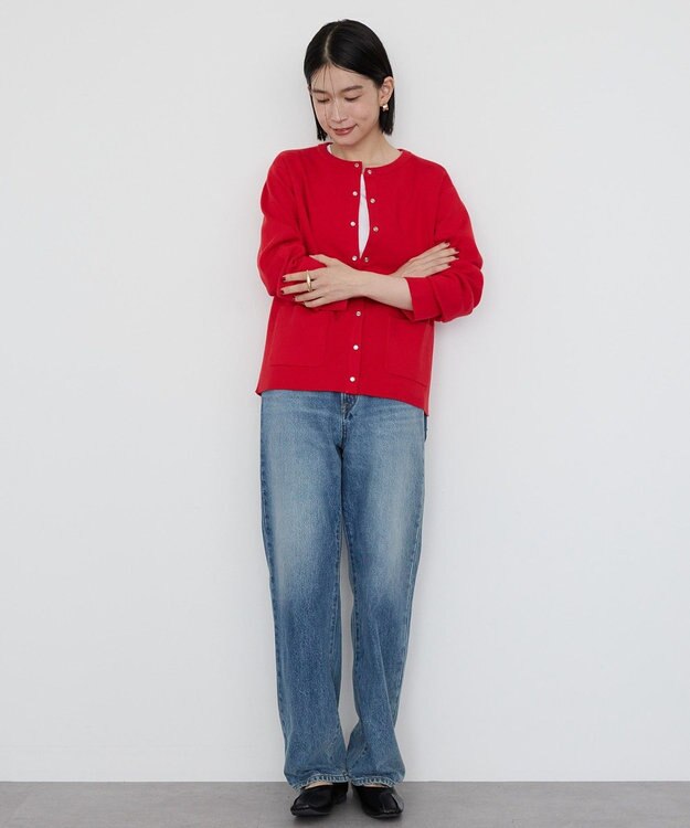 AMERICAN HOLIC バイパチクルーネックニットカーディガン Red