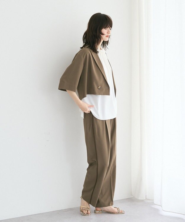 YECCA VECCA パールタックフレンチスリーブブラウス Off White