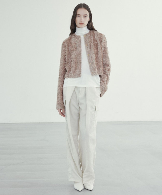 BEIGE， SORE / コットンシアーハイネックカットソー White