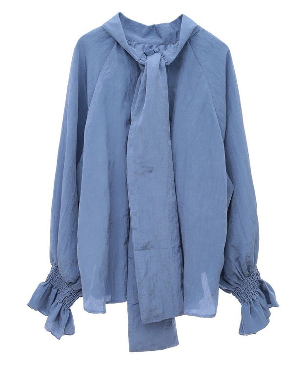 Green Parks ボウタイリボンブラウス Blue