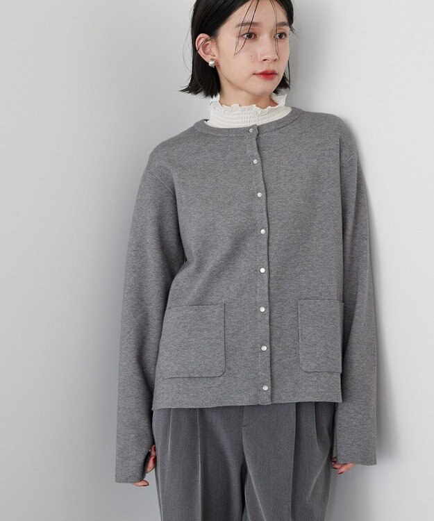 AMERICAN HOLIC バイパチクルーネックニットカーディガン Gray Mixture