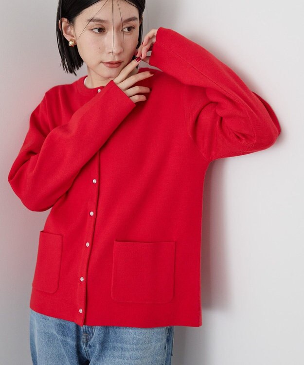 AMERICAN HOLIC バイパチクルーネックニットカーディガン Red